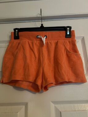 Kids Orange Terry Cloth Drawstring Shorts